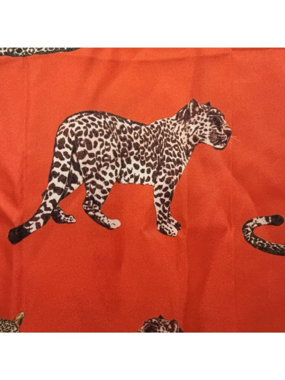 Cabi 100% Silk Scarf Deirdre Leopard Big Cat Animal Print Orange Brown 34” Sq